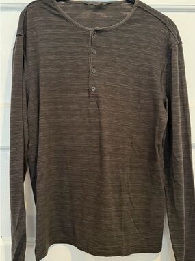 John Varvatos Men's Long-Sleeve Henley in Heathered Grey